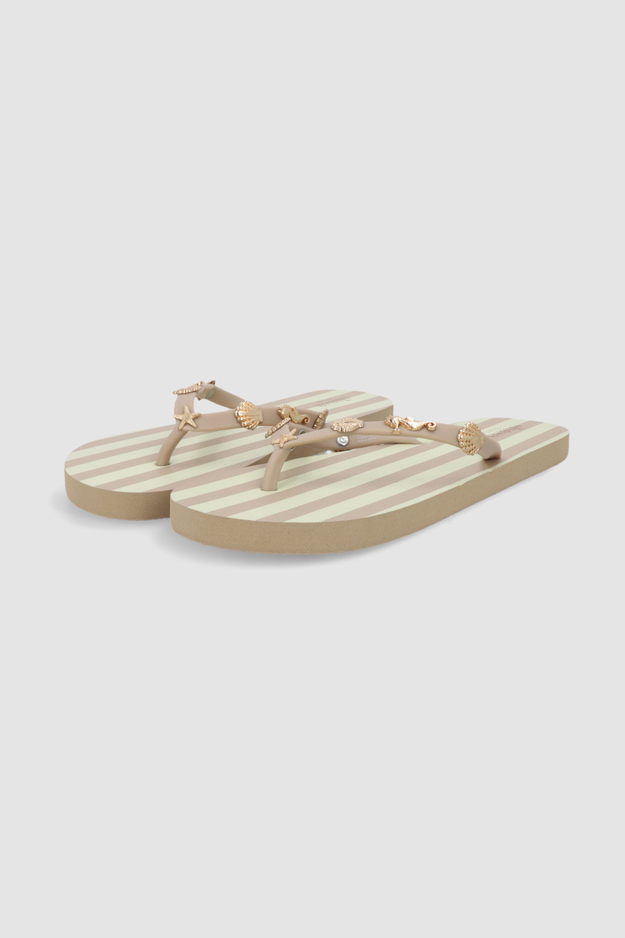Flip flop rayas charms marinos TAUPE
