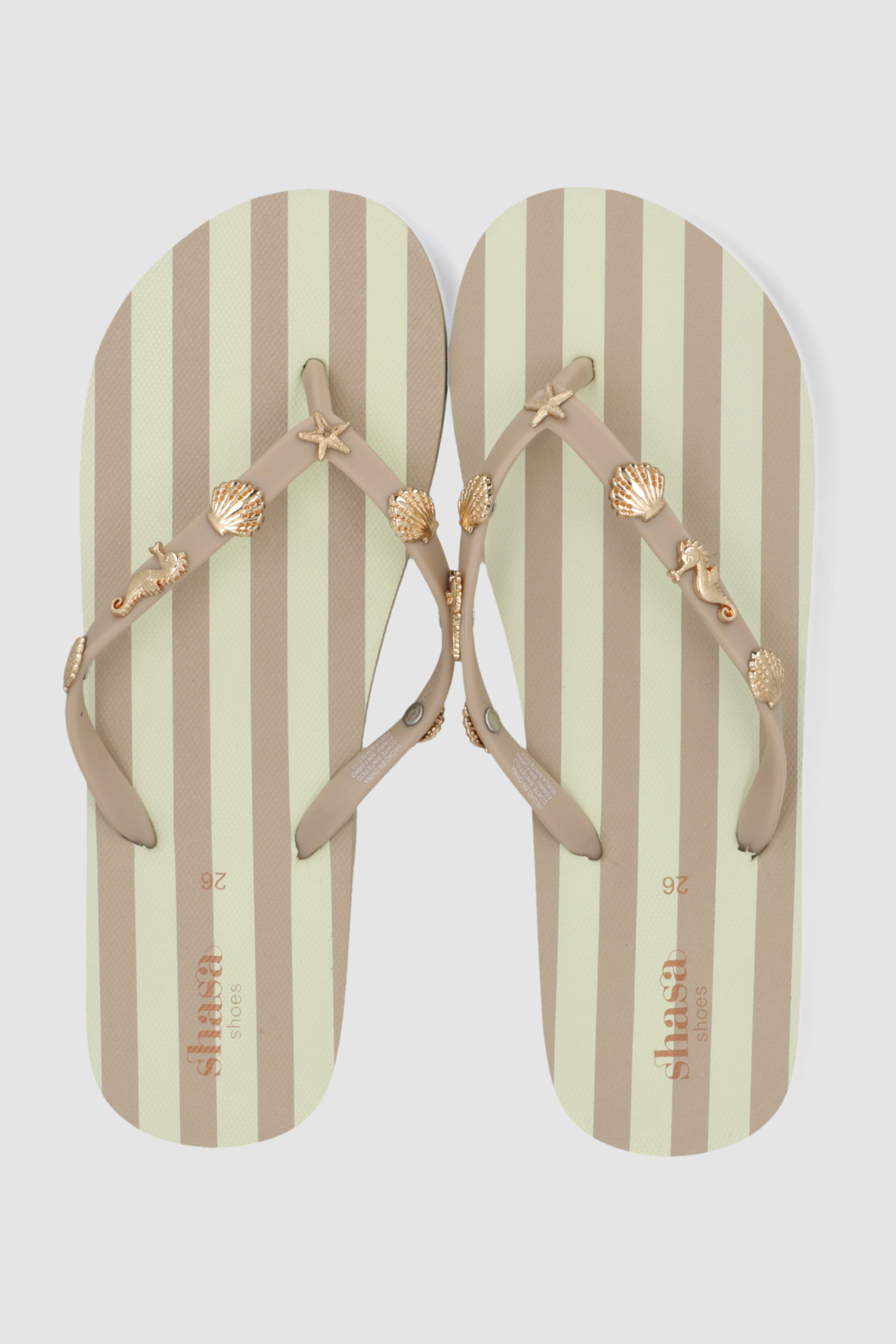 Flip flop rayas charms marinos TAUPE