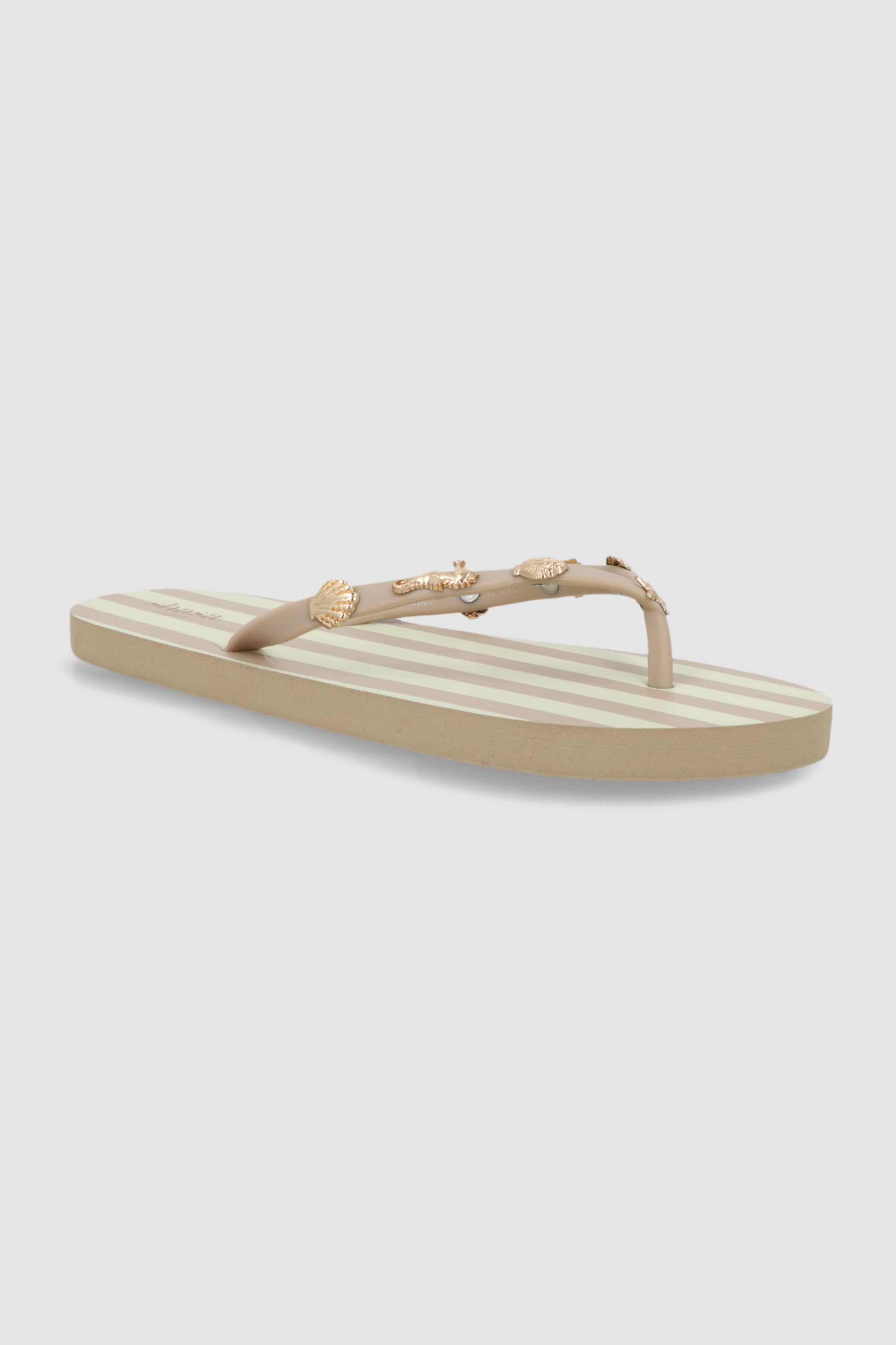 Flip flop rayas charms marinos TAUPE