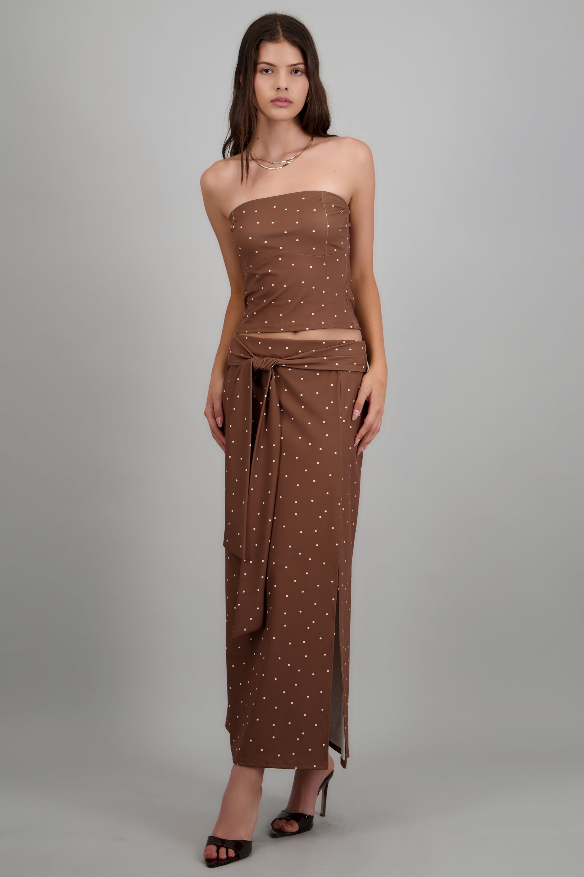 Falda maxi polkas CAMELLO