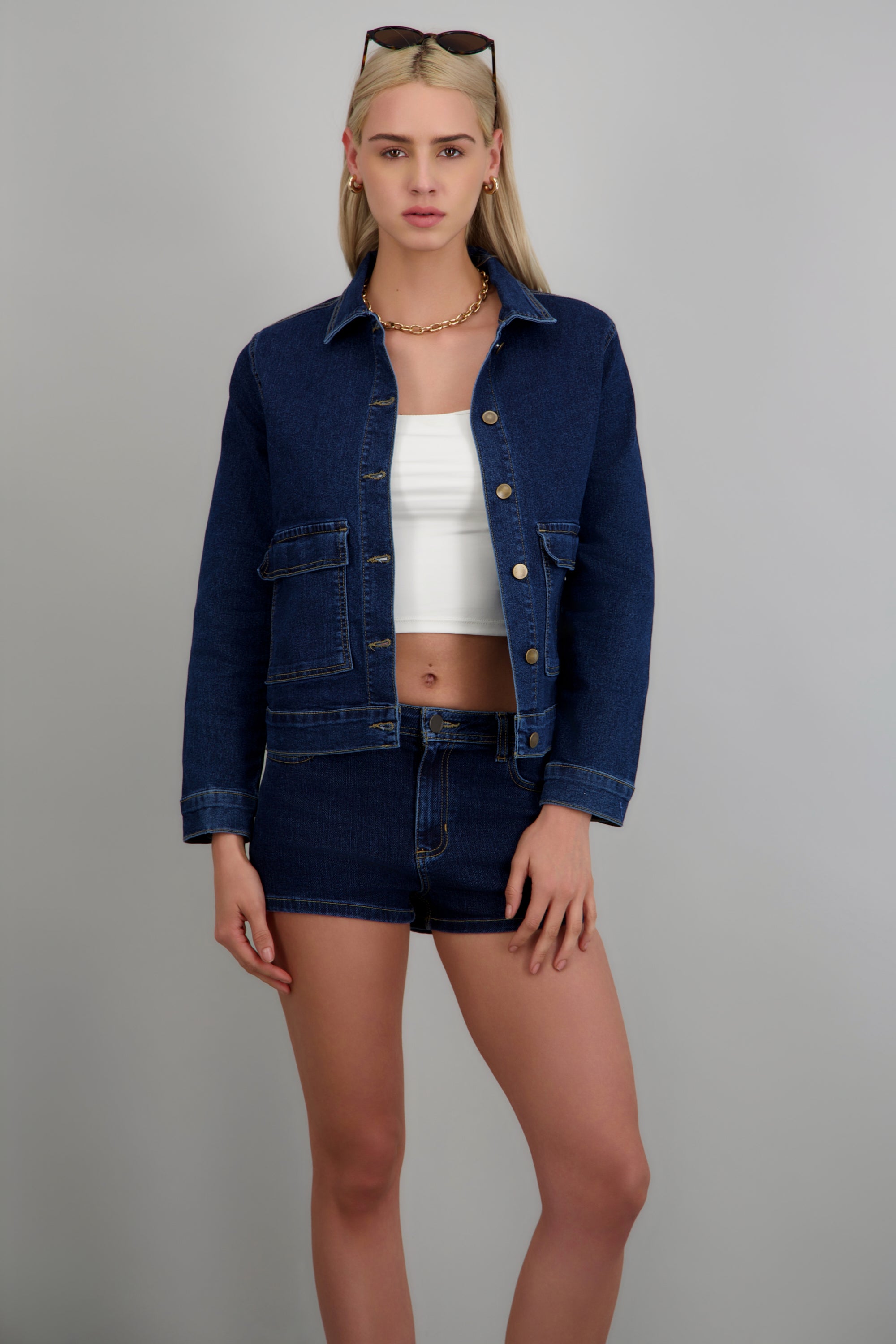 Chamarra camisa de denim DARK WASH