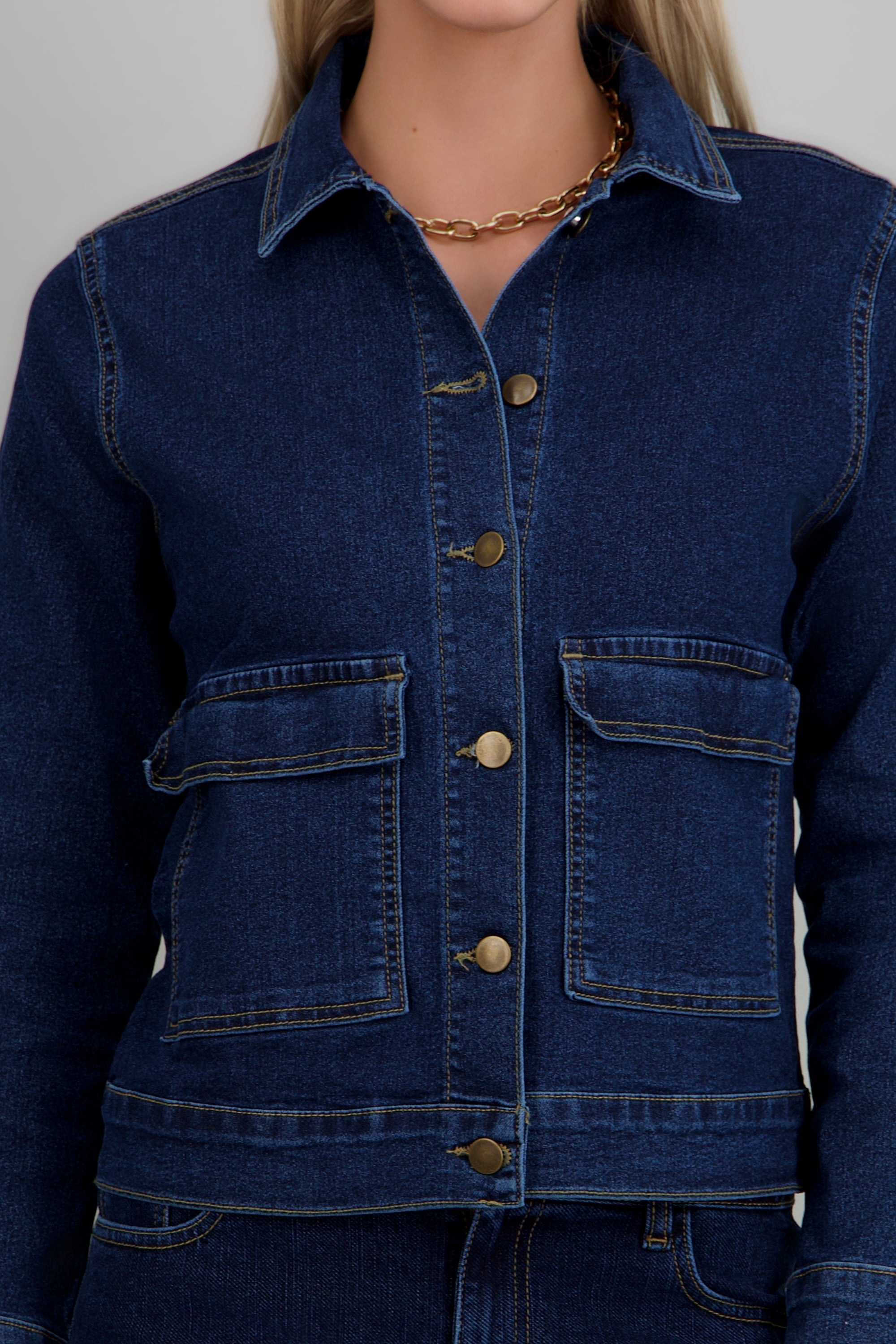 Chamarra camisa de denim DARK WASH