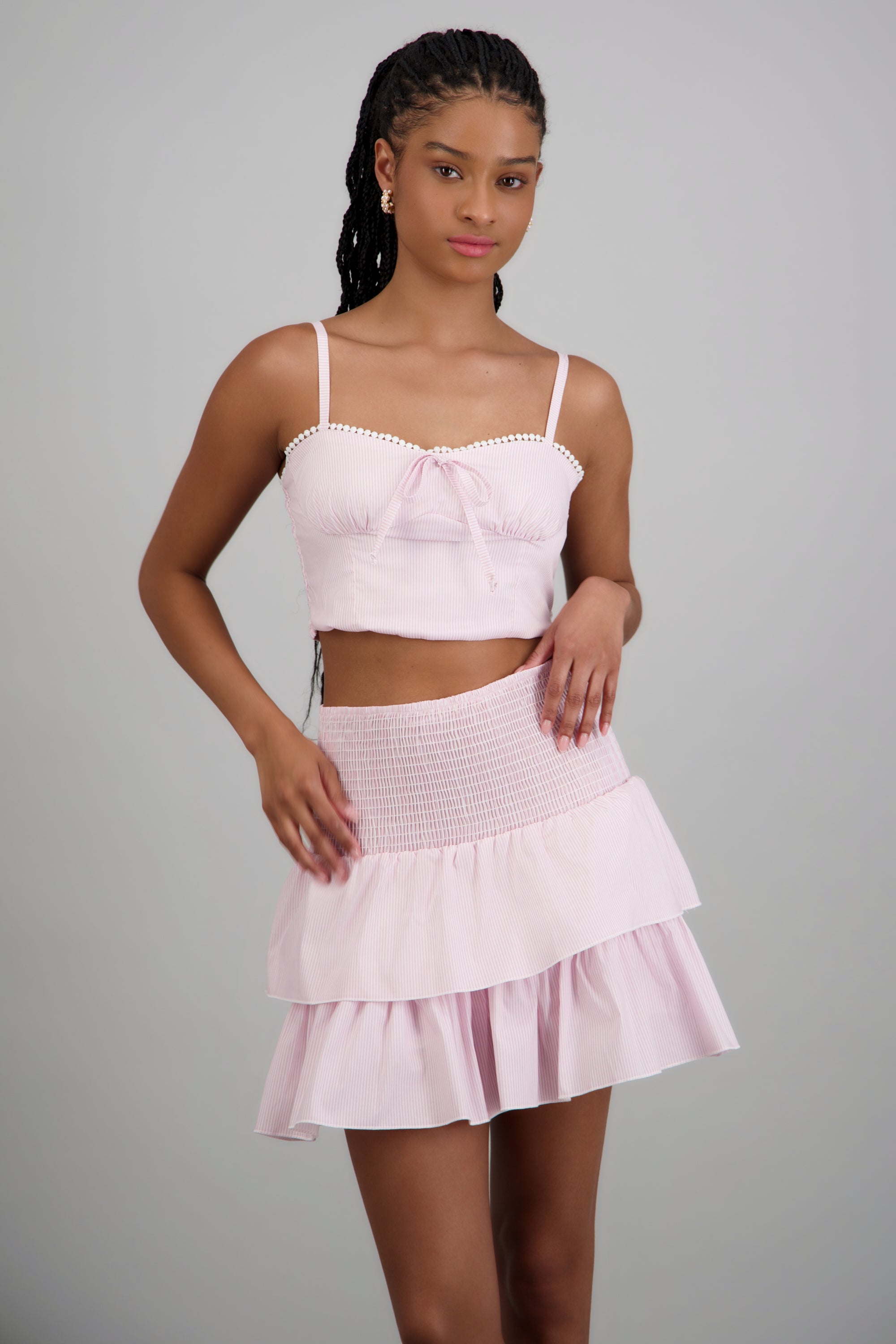 Top crop tirantes detalle copas ROSA COMBO