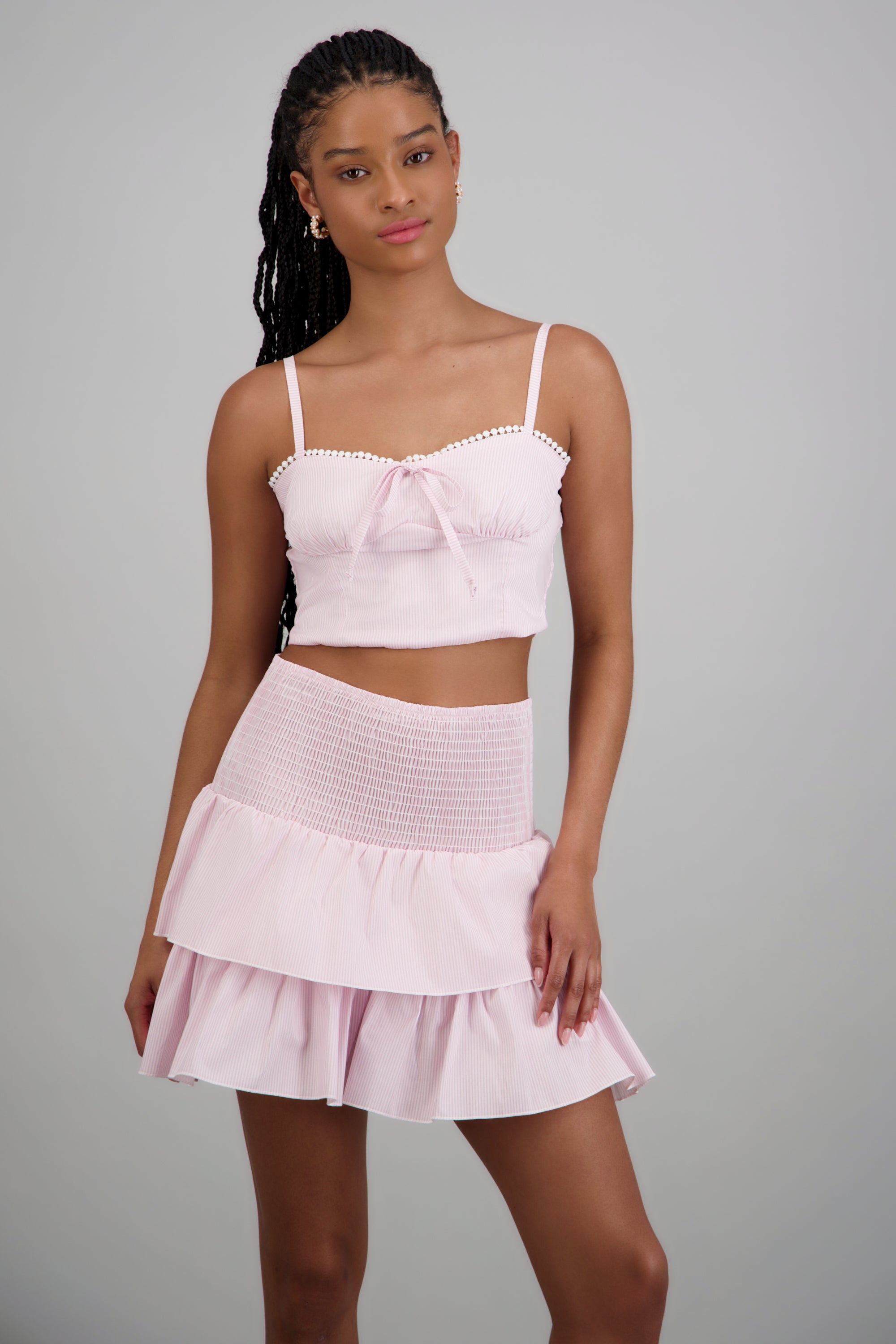 Top crop tirantes detalle copas ROSA COMBO