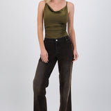 Jeans flare efecto terciopelo
