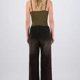 Jeans flare efecto terciopelo