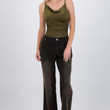Jeans flare efecto terciopelo