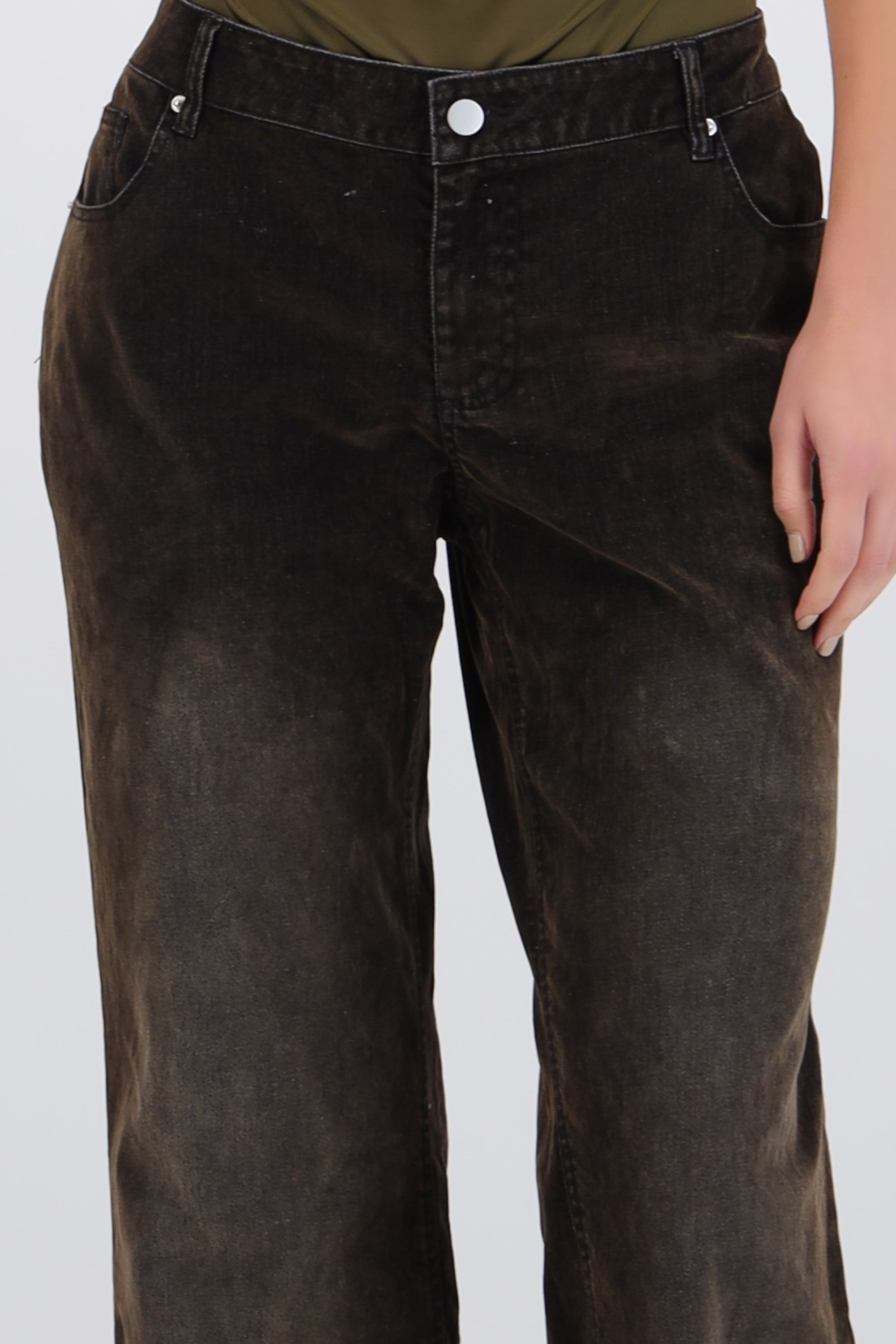 Jeans flare efecto terciopelo
