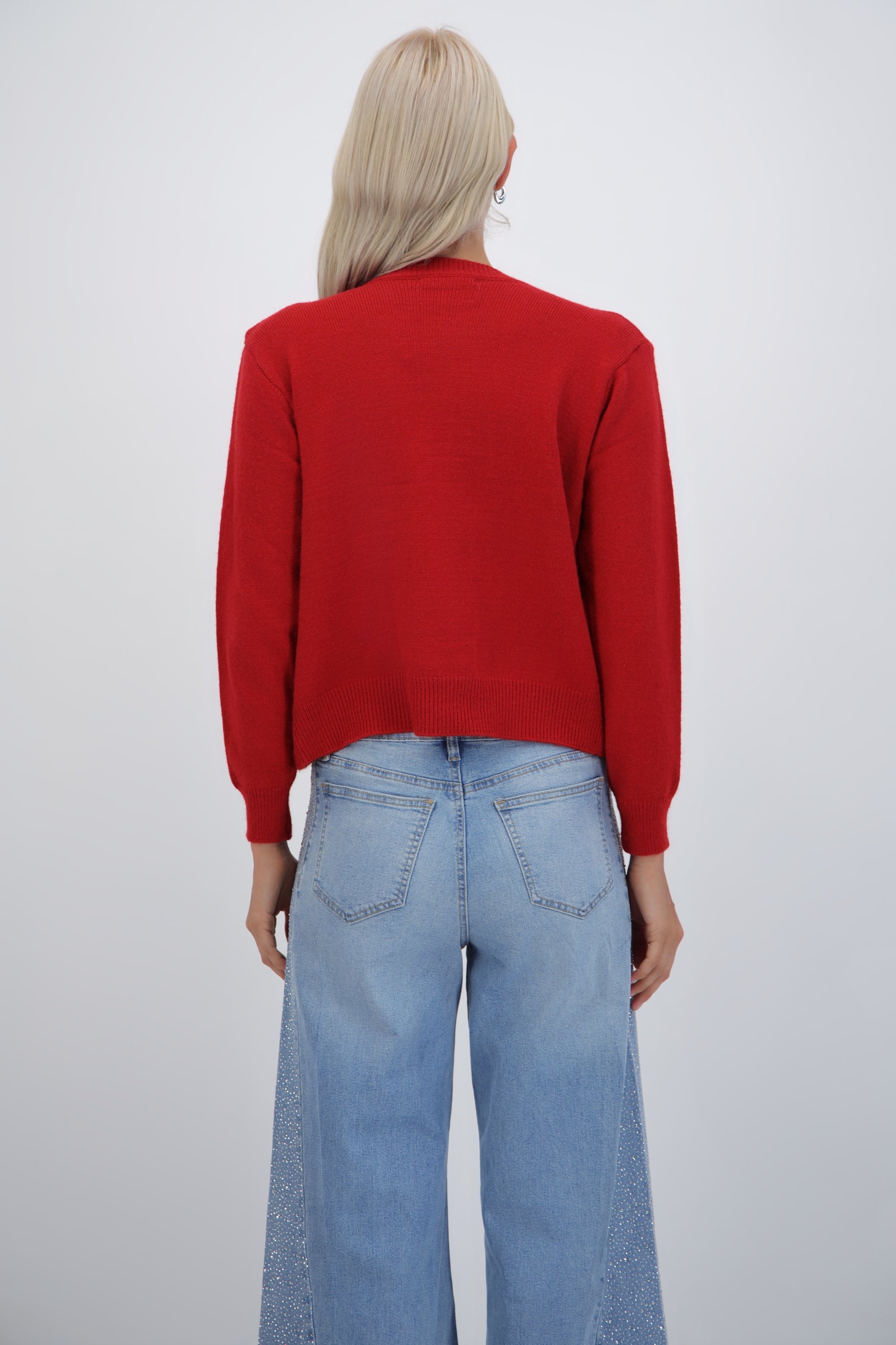Cardigan doble con moño ROJO COMBO