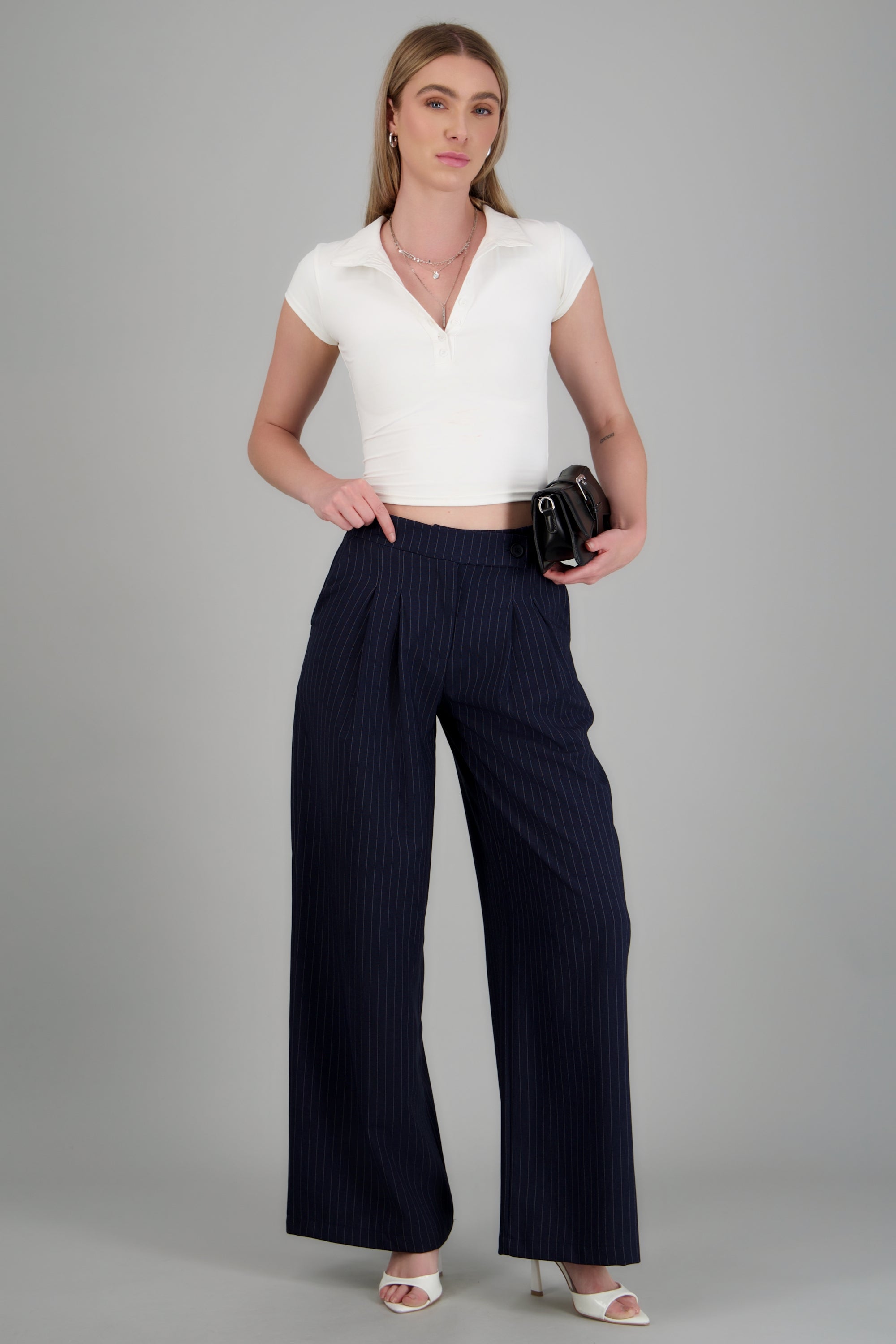 Pantalon rayas detalle pinzas MARINO COMBO