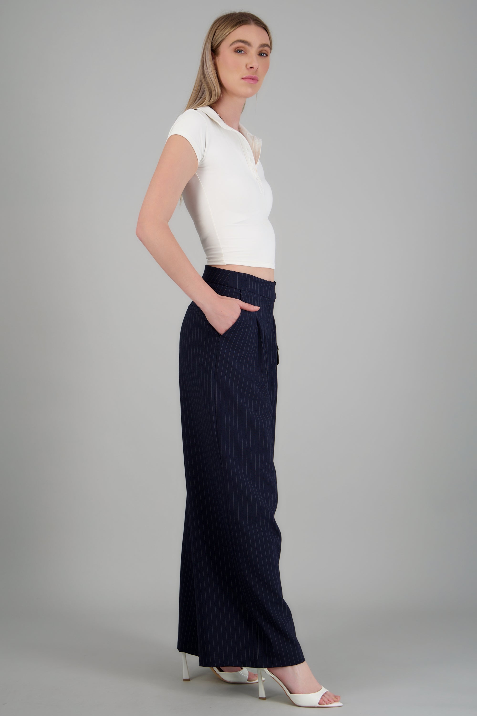 Pantalon rayas detalle pinzas MARINO COMBO