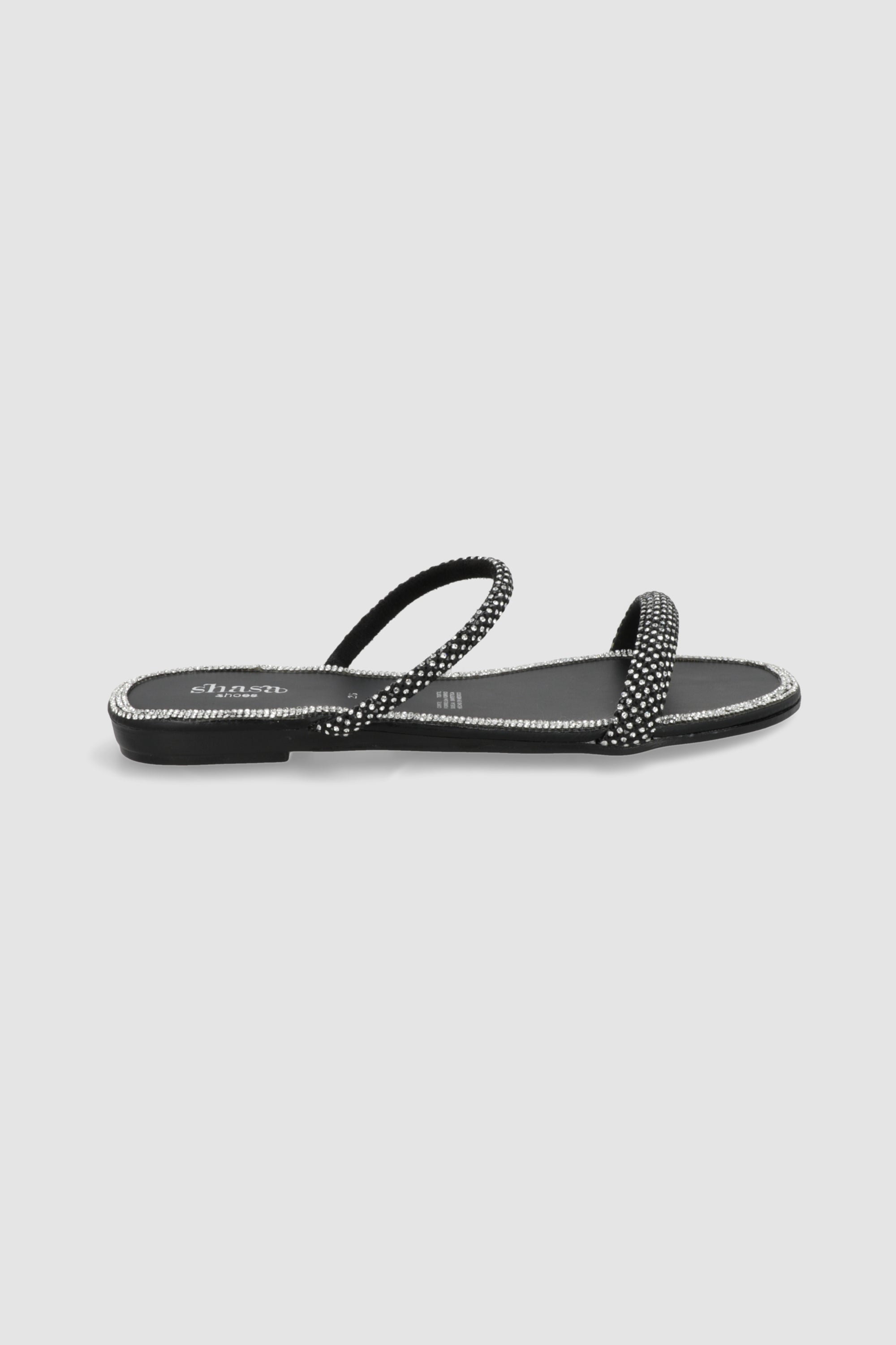 Sandalia dos tiras brilllos NEGRO COMBO
