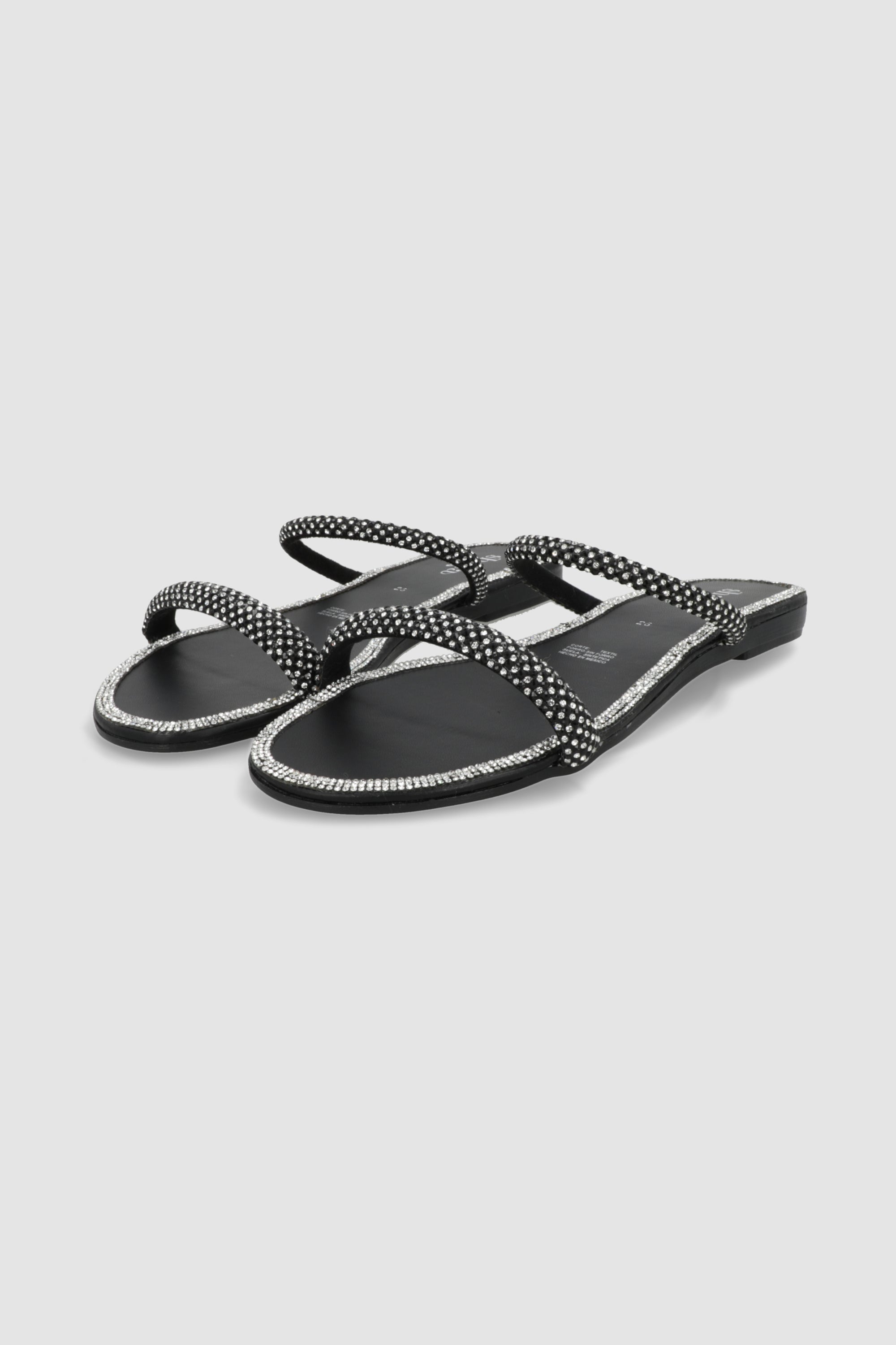 Sandalia dos tiras brilllos NEGRO COMBO