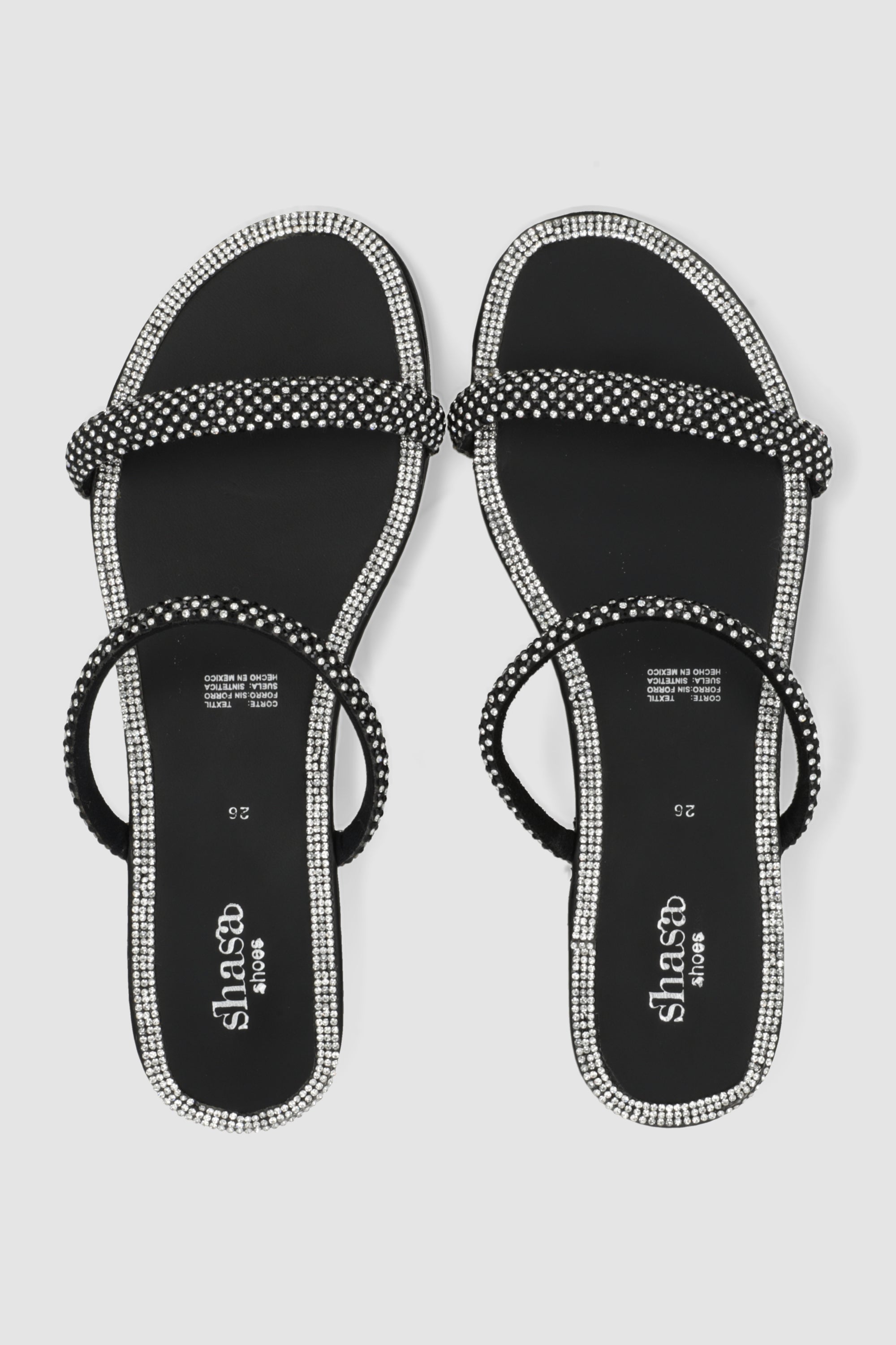 Sandalia dos tiras brilllos NEGRO COMBO