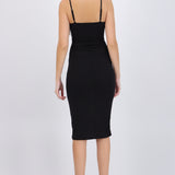Vestido maxi brillos detalle escote herraje