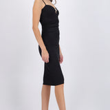 Vestido maxi brillos detalle escote herraje