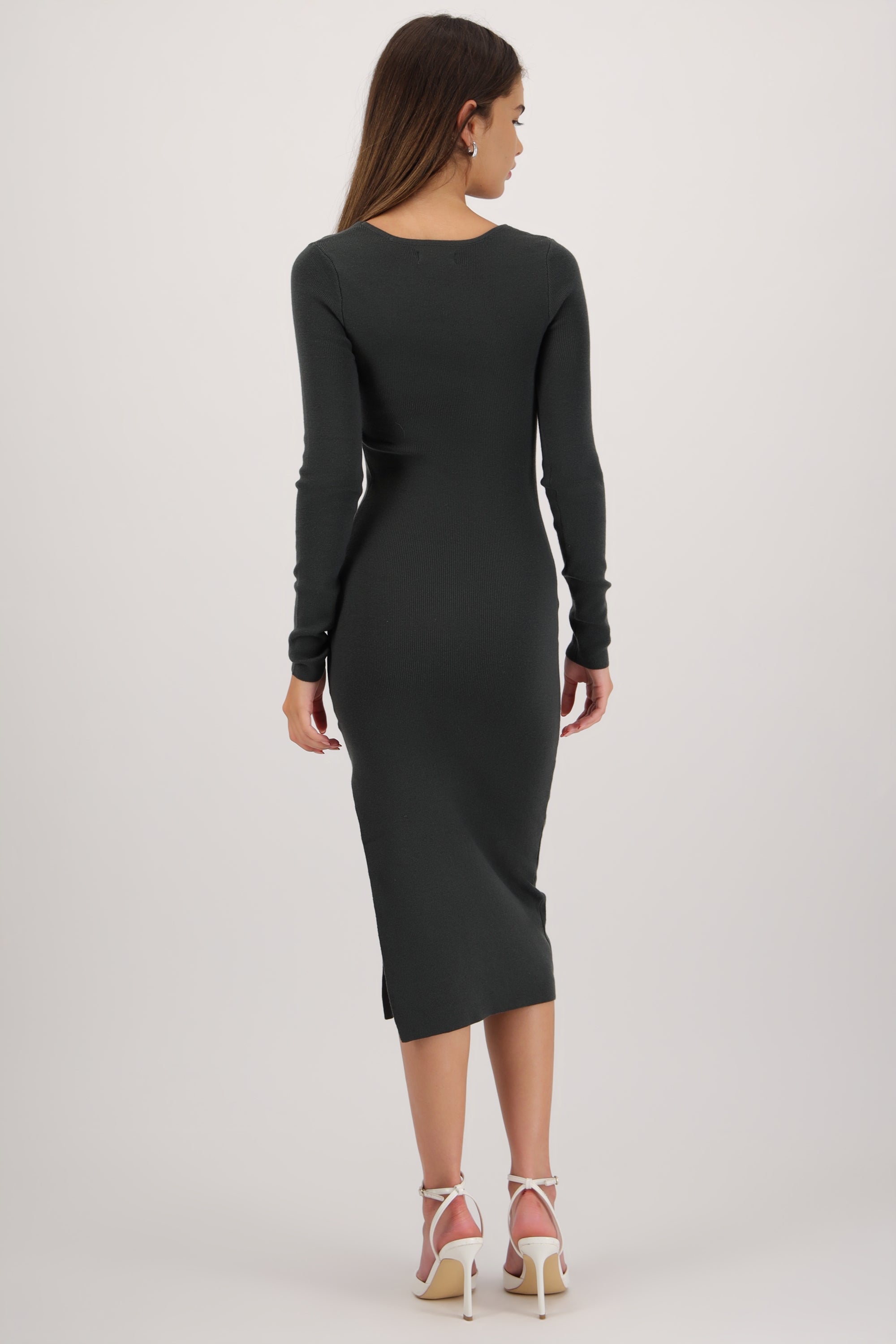 Vestido tejido mamga larga liso GRIS