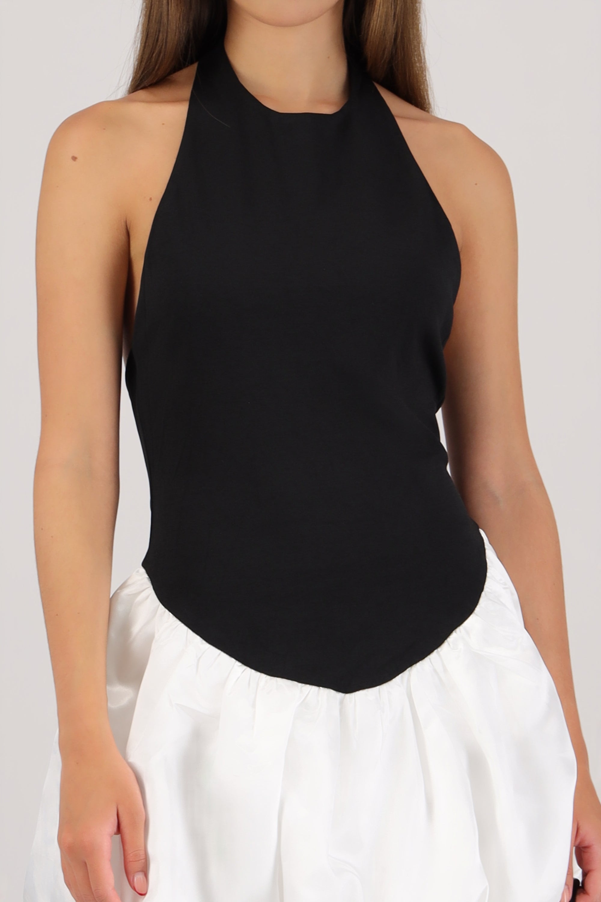 Vestido contraste efecto globo NEGRO BLANCO