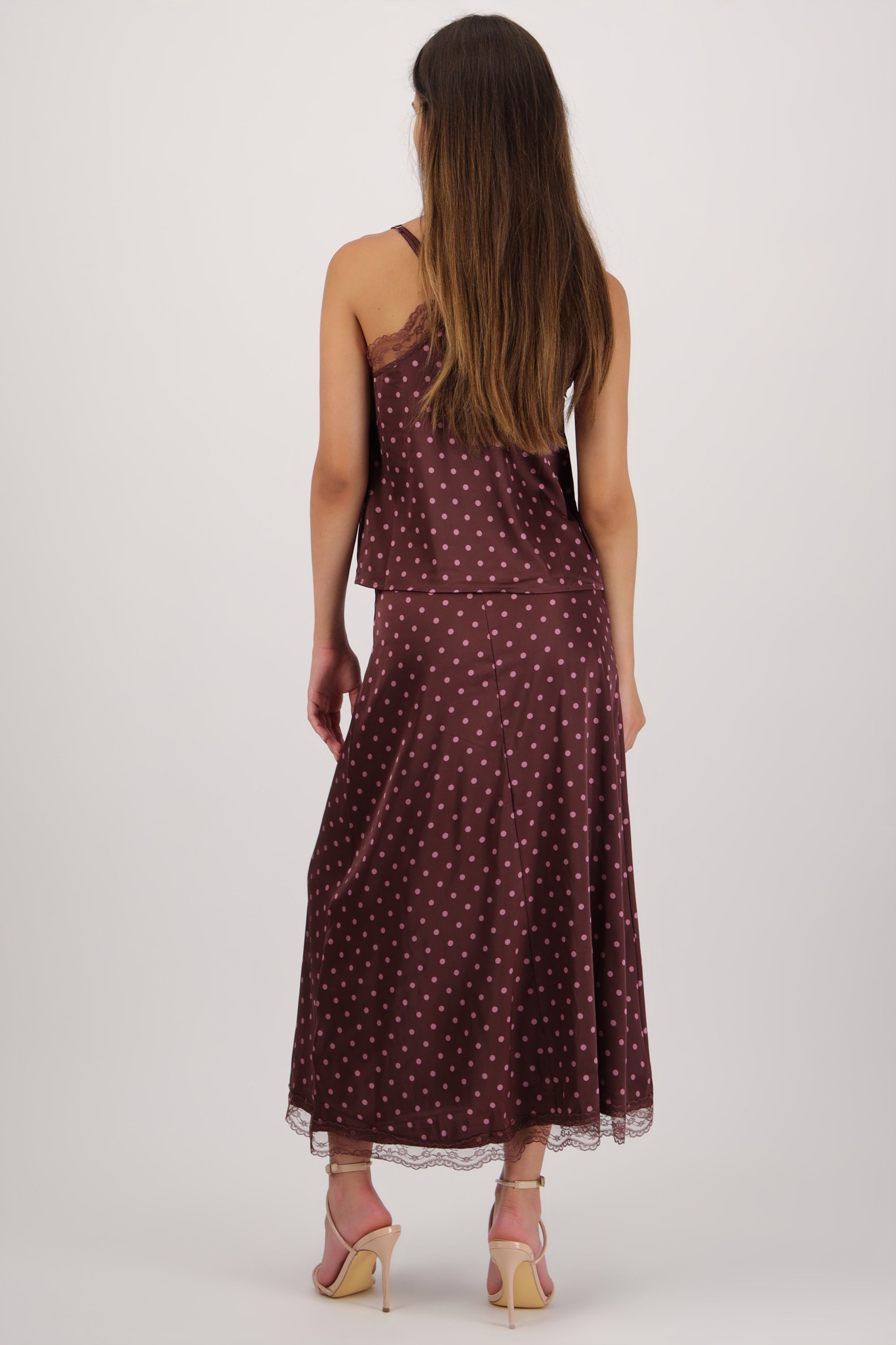 Falda mini satin encaje polkas VINO COMBO
