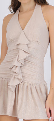 Vestido mini drapeado detalle olán