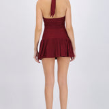 Vestido mini drapeado detalle olán