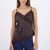 Blusa satin encaje polkas