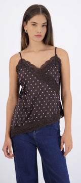 Blusa satin encaje polkas