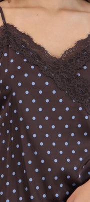 Blusa satin encaje polkas