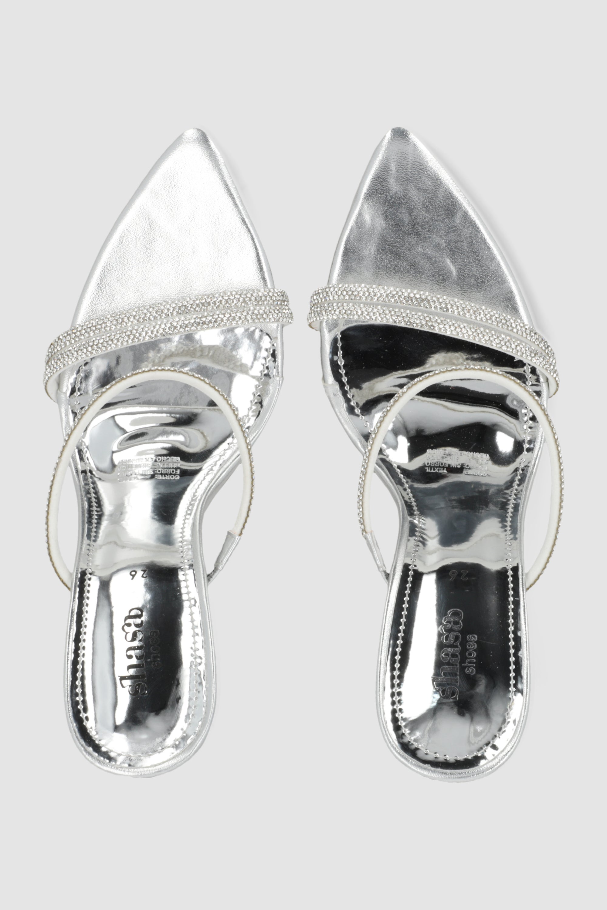 Tacon puntal tiras brillos PLATA