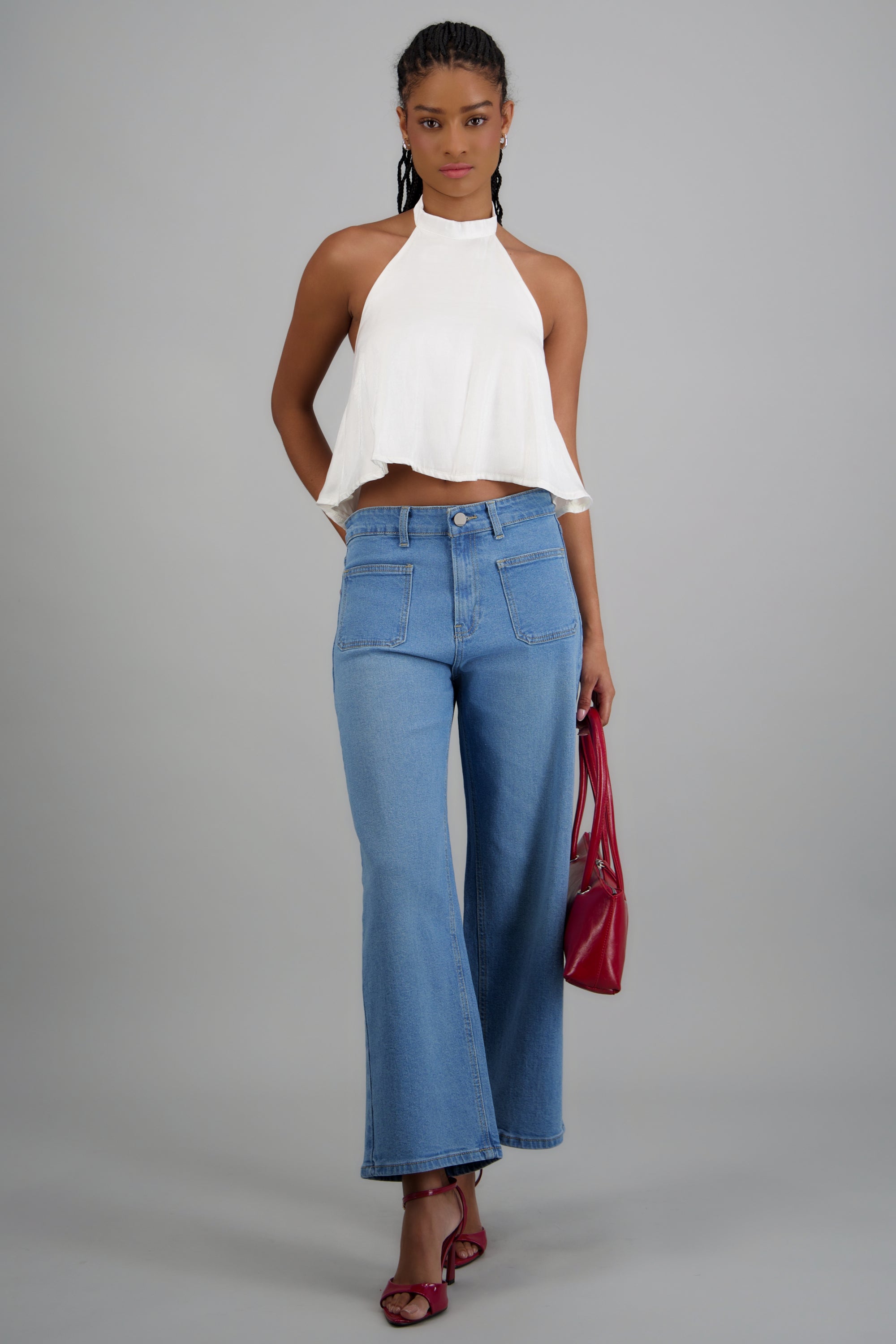 Jeans cropped bolsas parche LIGHT WASH