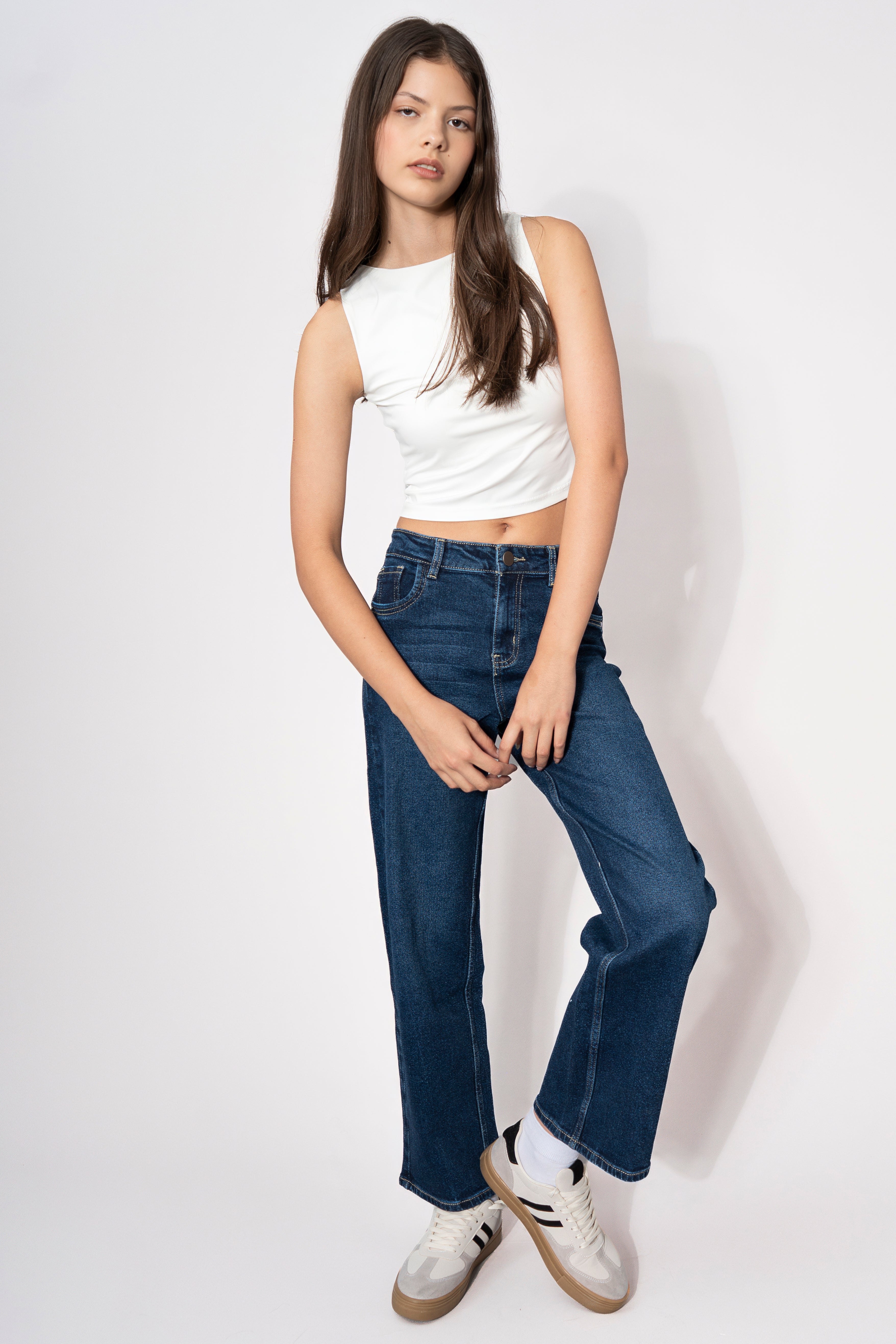 Jeans barrel regular waist DARK WASH