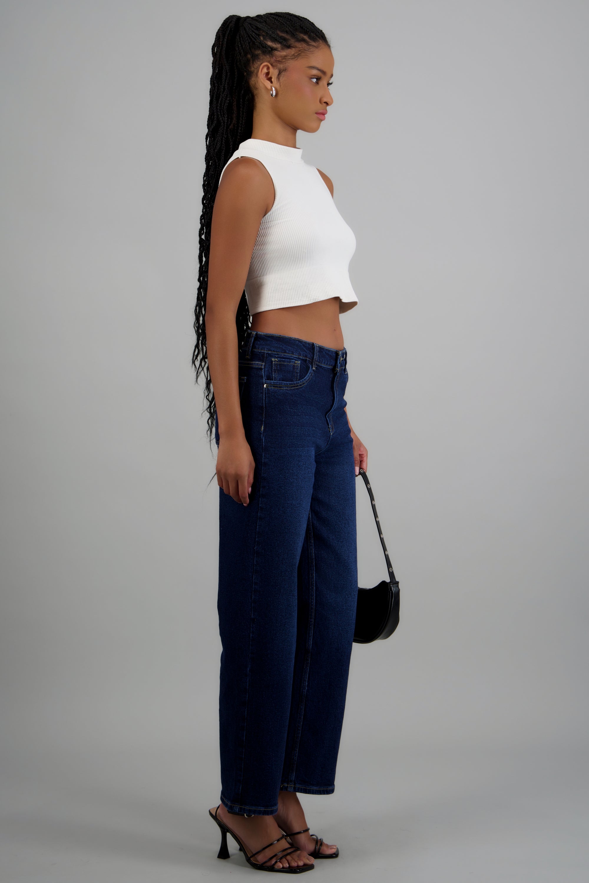 Jeans barrel regular waist DARK WASH