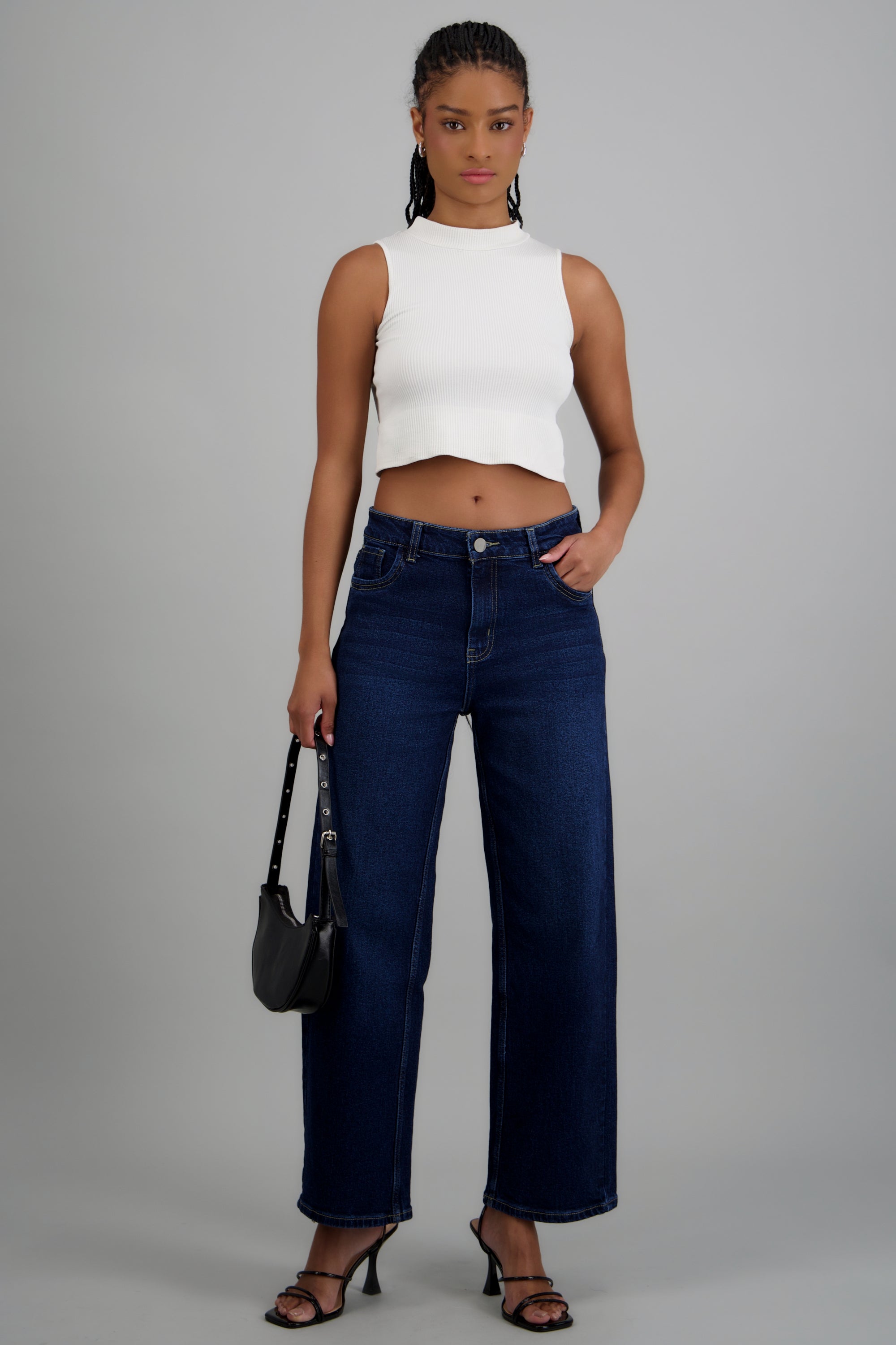 Jeans barrel regular waist DARK WASH