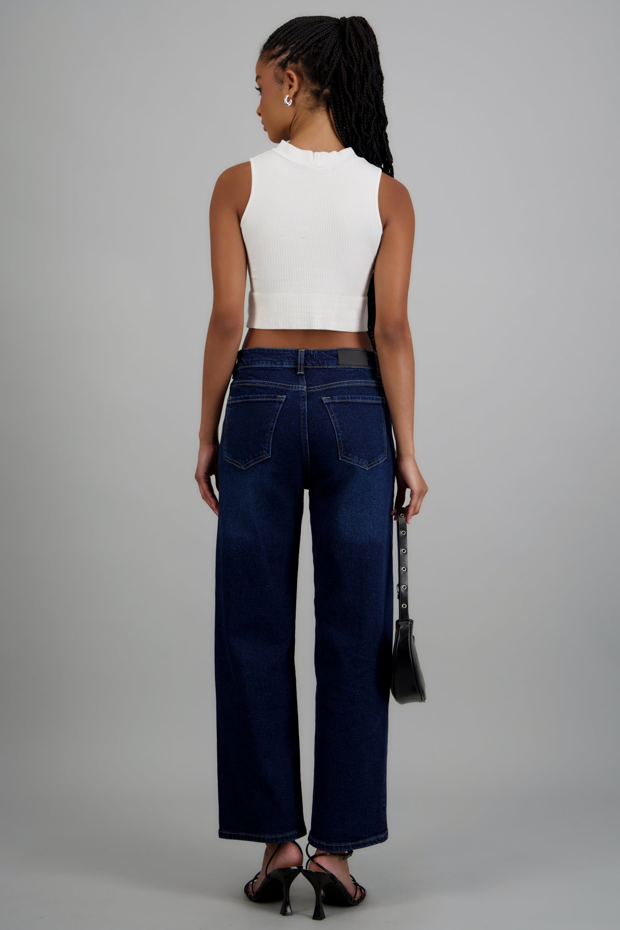 Jeans barrel regular waist DARK WASH