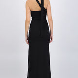Vestido strapless brillos con bufanda
