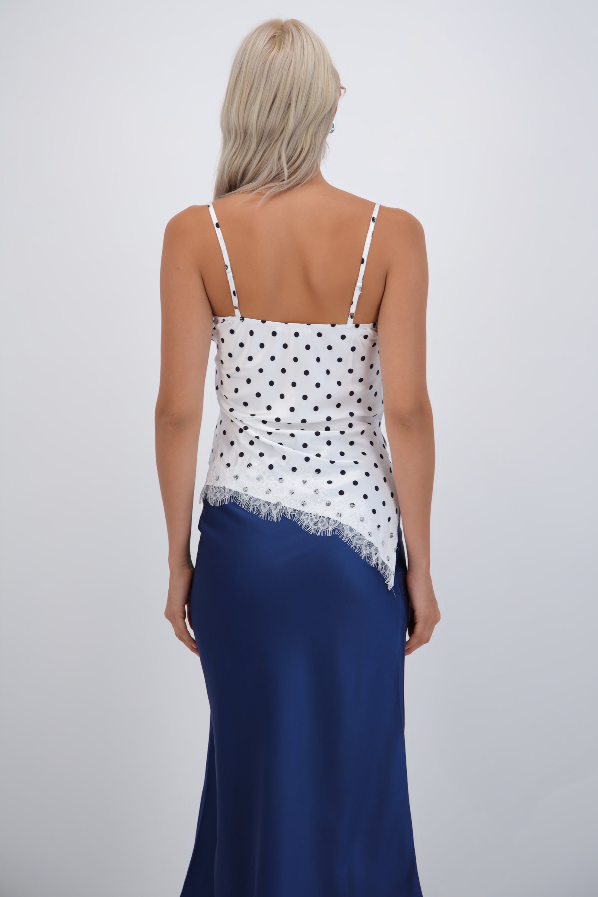 Blusa tirantes estampados polka dots satin