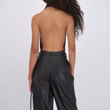 Bodysuit escote cascada suede
