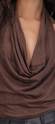 Bodysuit escote cascada suede