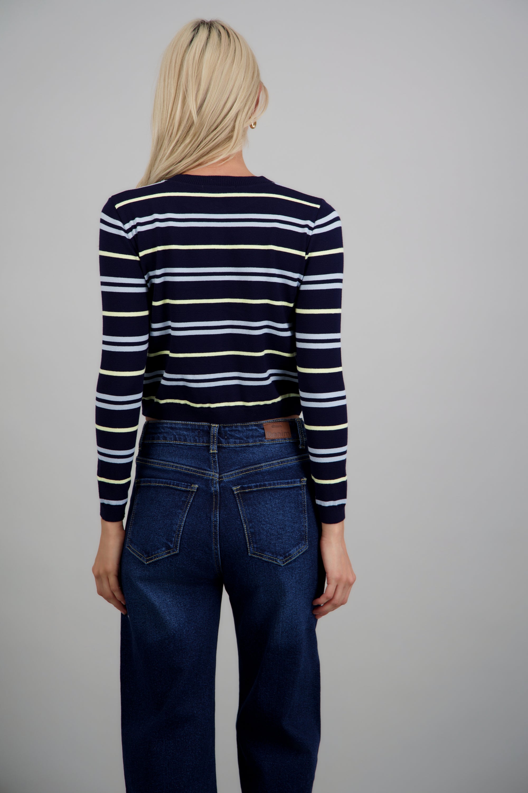 Cardigan ligero detalle rayas MARINO COMBO