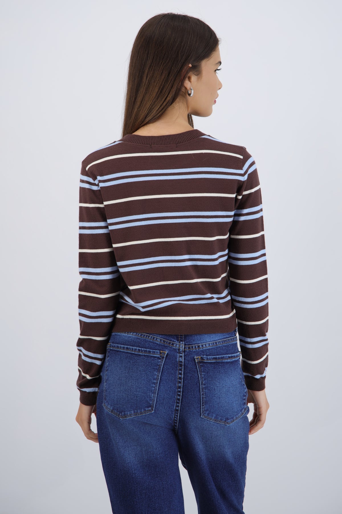 Cardigan ligero detalle rayas CAFE COMBO
