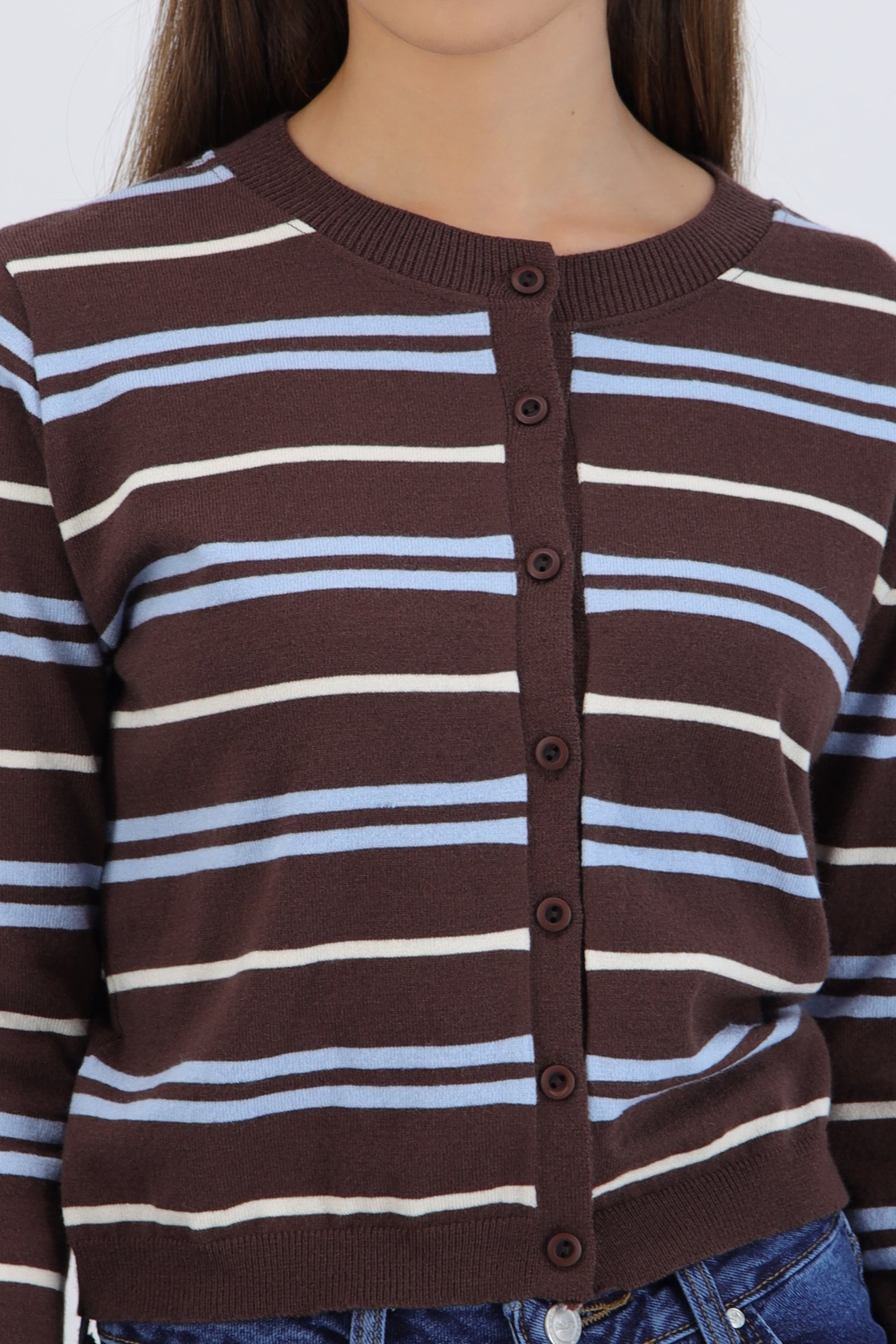 Cardigan ligero detalle rayas CAFE COMBO