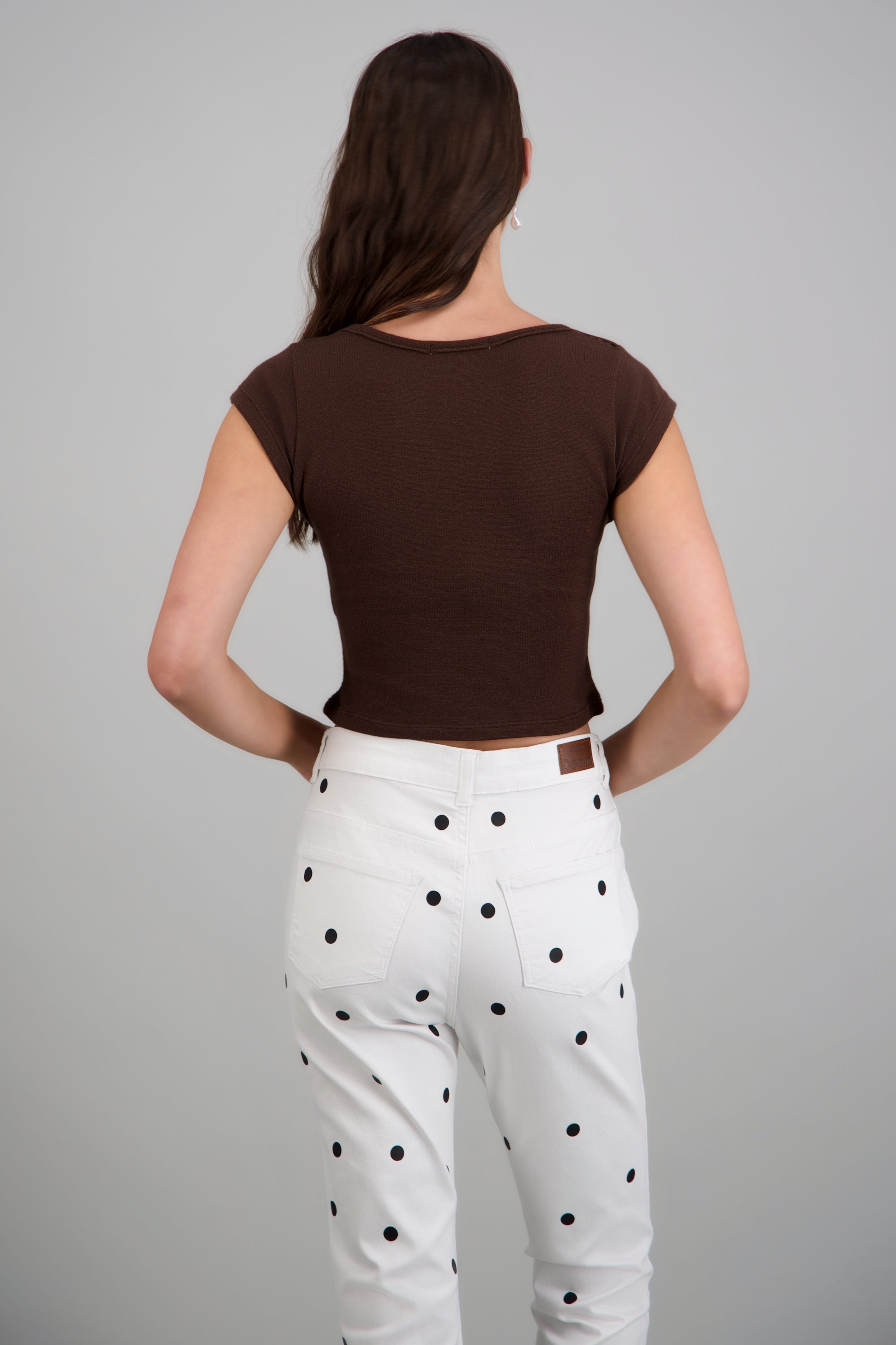 Top escote cuadrado tejido CHOCOLATE