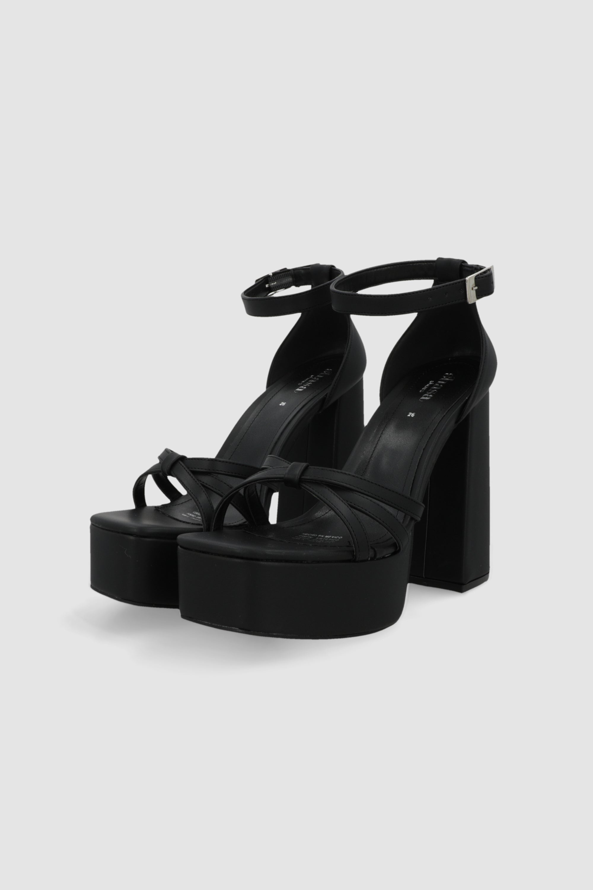 Tacon plataforma tiras nudo NEGRO