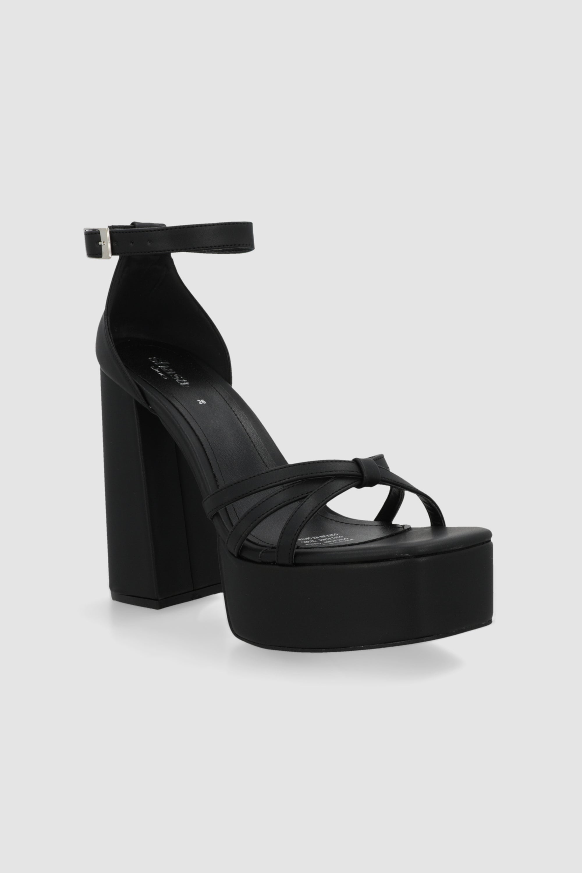 Tacon plataforma tiras nudo NEGRO
