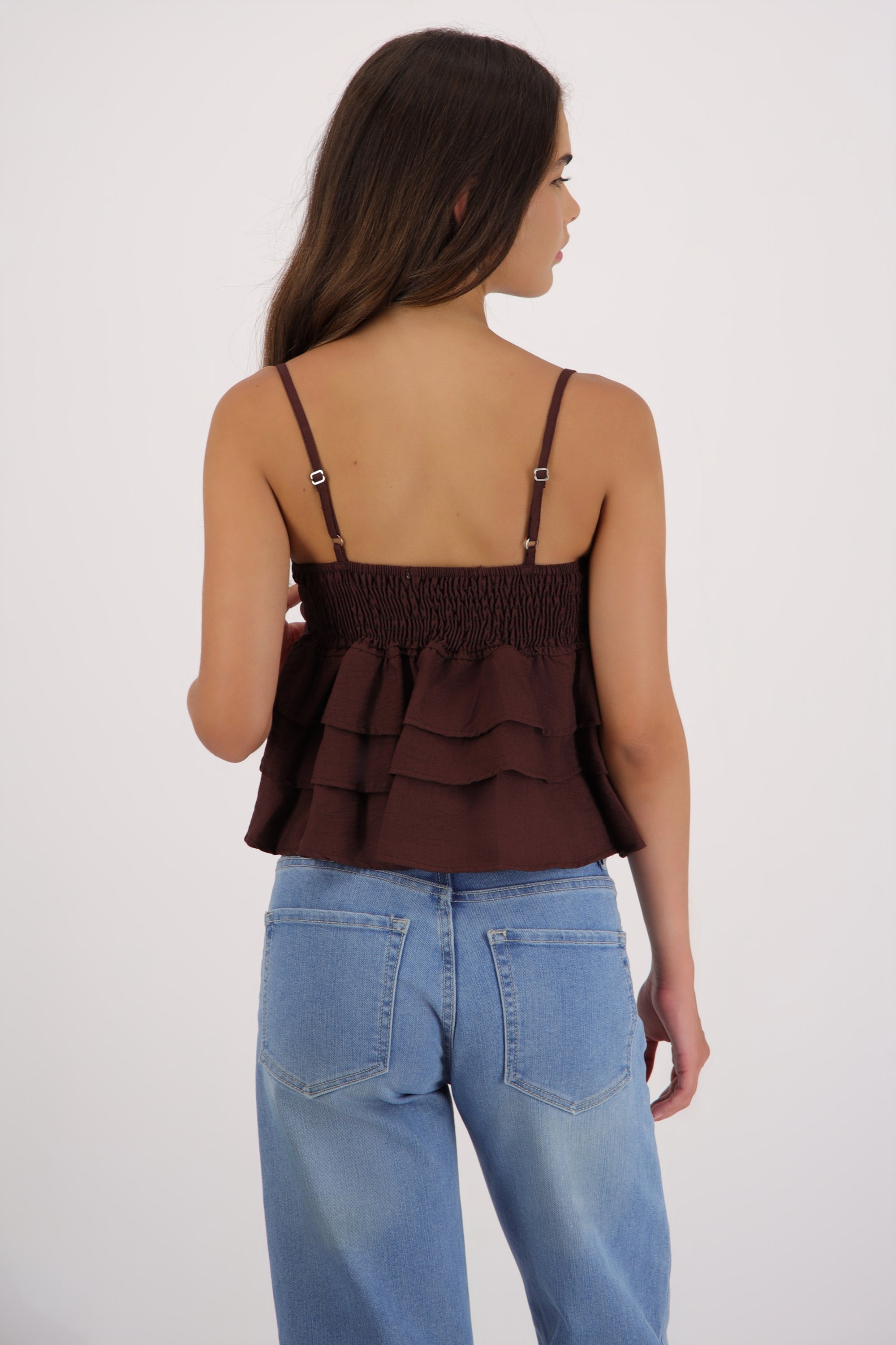 Top tirantes con olanes CHOCOLATE