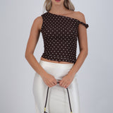 Top detalle tirante polka dots