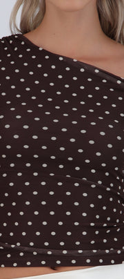 Top detalle tirante polka dots