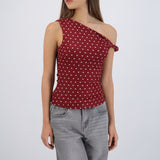Top detalle tirante polka dots