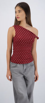 Top detalle tirante polka dots