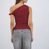 Top detalle tirante polka dots